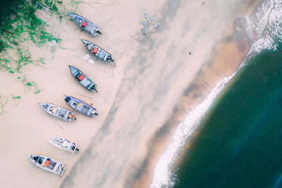 High angle view of people on beach