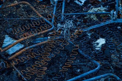 Full frame shot of rusty metal during winter