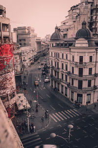 High angle view of buildings in city