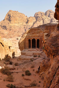 View from above of landscape in petra archaeological site, jordan