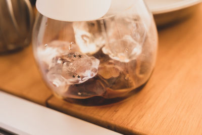 Close-up of drink in glass on table