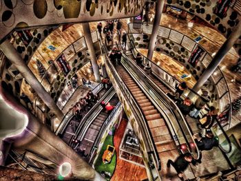 High angle view of people in shopping mall