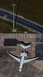 High angle view of airplane on airport