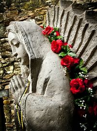 Close-up of red statue