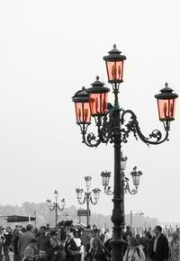 Low angle view of street light against clear sky