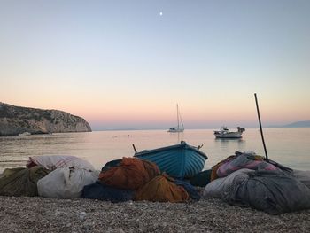 Scenic view of sea against clear sky