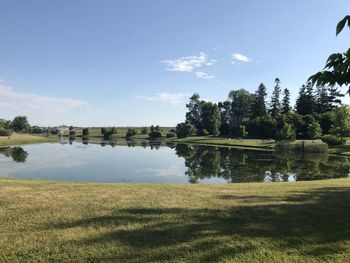 Scenic view of lake against sky