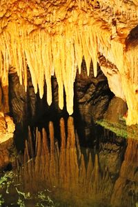 Close-up of rock formation in water