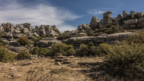 Barren landscape with rock formations