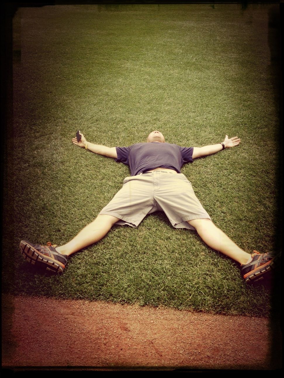 Doing field angels in Fenway Park! Bucket List--check!