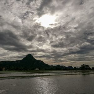 Scenic view of lake against sky