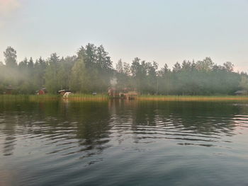 Scenic view of lake against sky