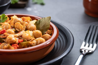 Close-up of food in bowl on table