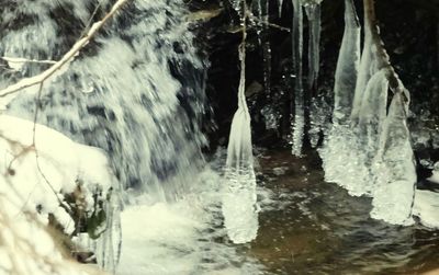 View of waterfall in winter