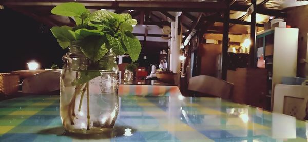 Close-up of wine glass on table in restaurant