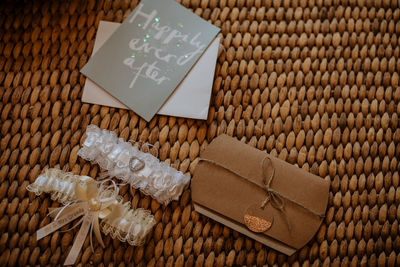 High angle view of coffee on table