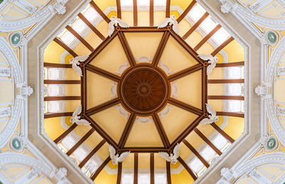 Directly below shot of ceiling of building