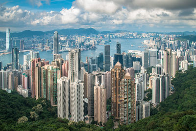 Aerial view of cityscape against sky