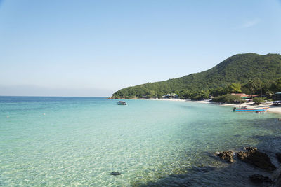 Scenic view of sea against clear sky