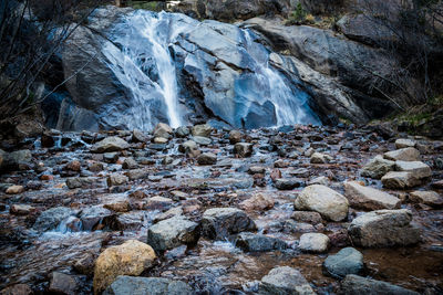 Scenic view of waterfall