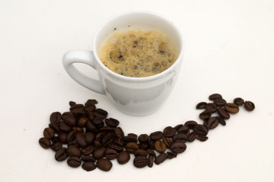 Close-up of coffee cup on table