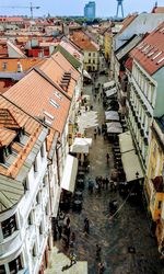 High angle view of buildings in city