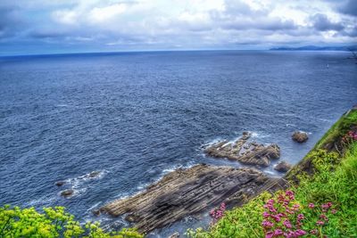 High angle view of sea against sky