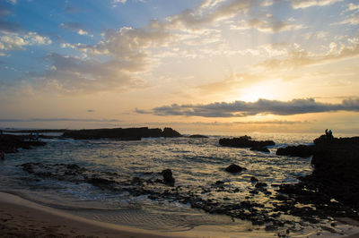 Scenic view of sea during sunset