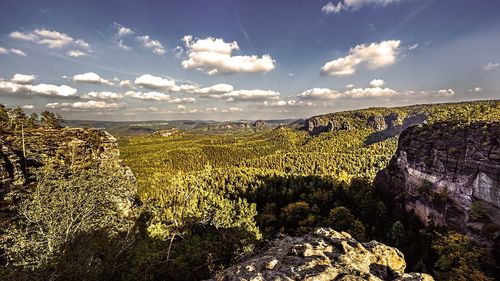 Scenic view of land against sky