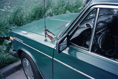 High angle view of car on road