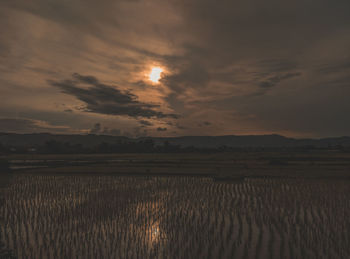 Scenic view of field against sky during sunset