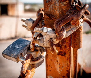 Close-up of rusty chain