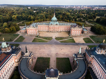 High angle view of buildings in city