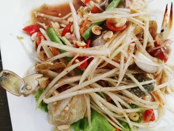 Close-up of served food in plate