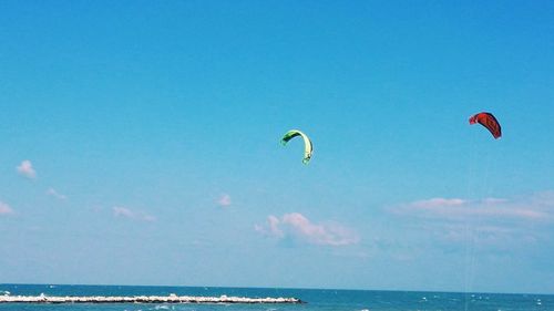 Scenic view of sea against blue sky