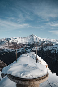 Snow covered mountain against sky