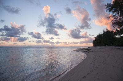 Scenic view of sea against sky at sunset