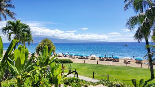 Scenic view of beach against sky