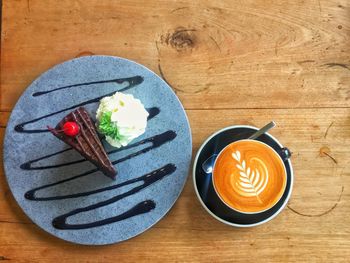 High angle view of cake on table
