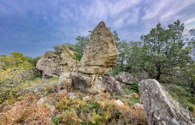 Ancient geological formations with strange shapes