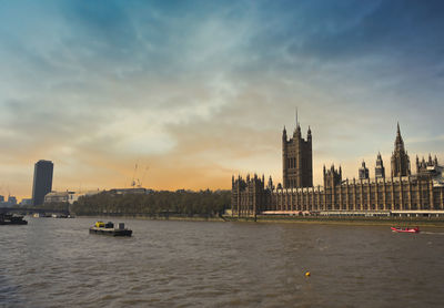 View of buildings against sky during sunset