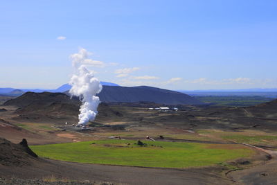 Scenic view of volcanic landscape against sky