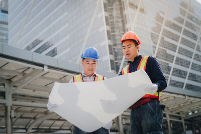 Low angle view of man working