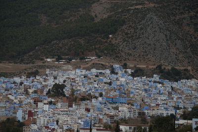 High angle view of townscape against sky