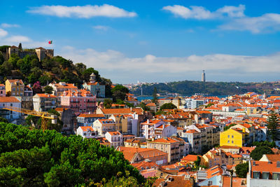 High angle view of townscape against sky