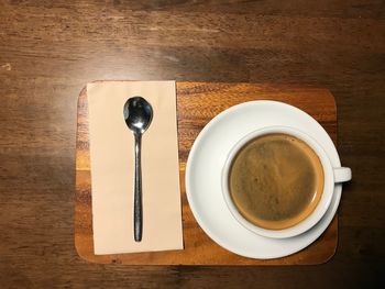 High angle view of coffee on table