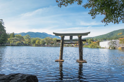 Scenic view of lake against sky