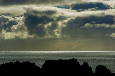 View of calm sea against cloudy sky