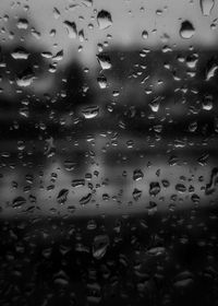 Full frame shot of raindrops on window