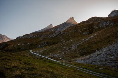 Scenic view of mountains against clear sky